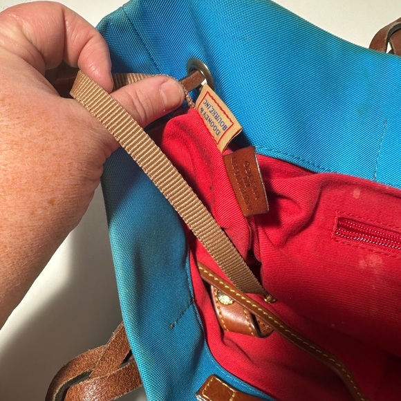 Dooney & Bourke Turquoise Blue Tote with Brown Leather Accents - Picture 8 of 9